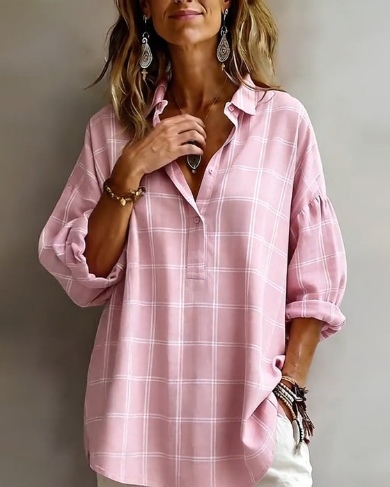 Skjorta Krageplagg Rutig Sofistikerad