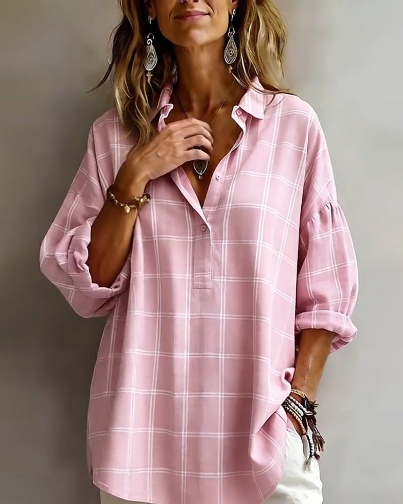 Skjorta Krageplagg Rutig Sofistikerad