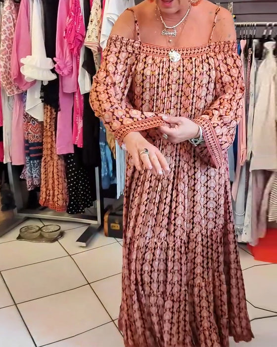 Bohemisk Stil Hängsel Lös Klänning