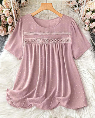 Blus Rundhalsad Mode Casual