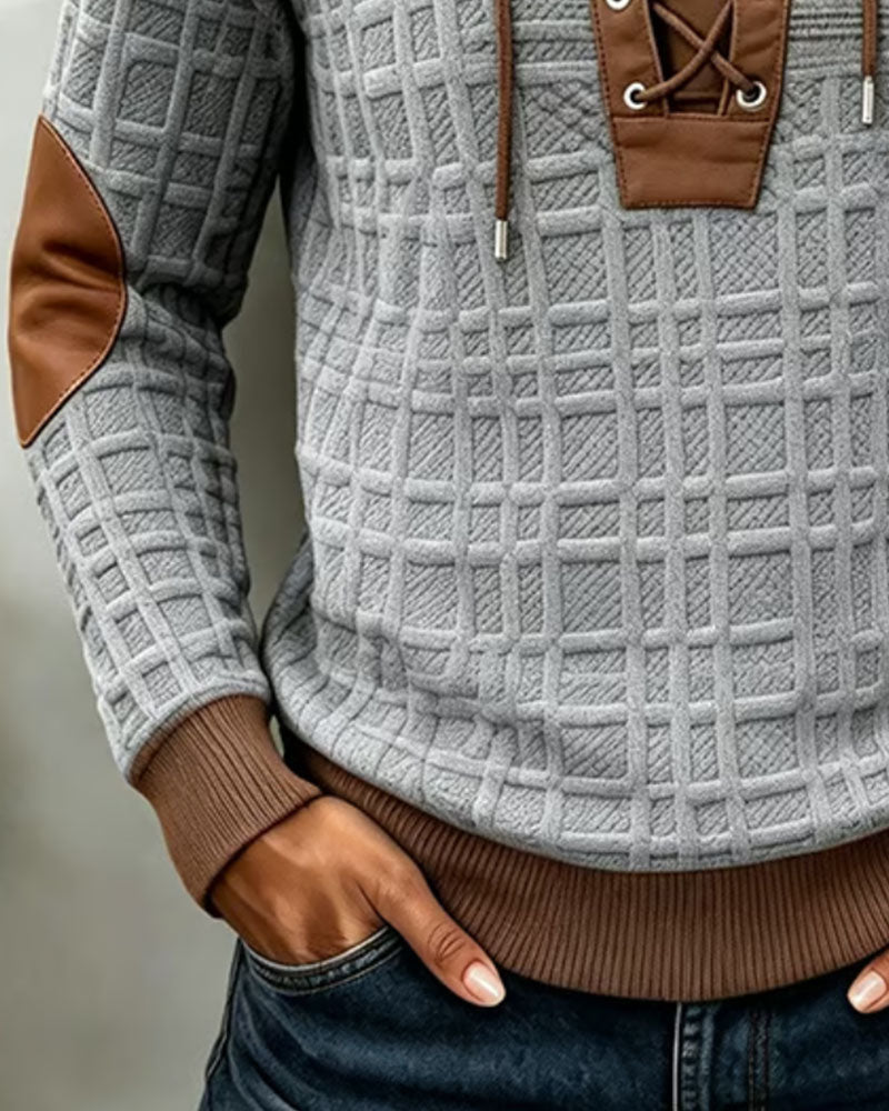Hoodie Knytning Färgblock