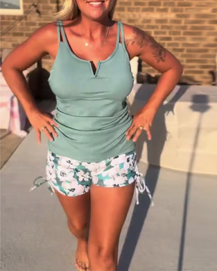 Baddräkt med tryck, avslappnad passform