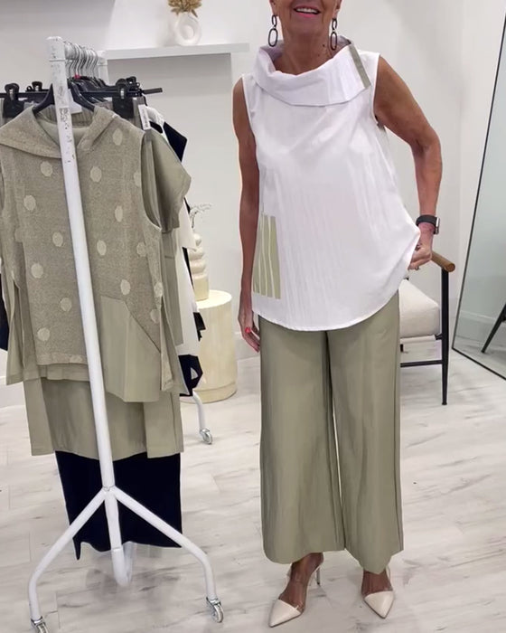 Dräkt Ärmlös Bred Krage Mode