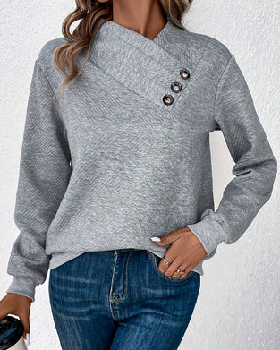 Asymmetrisk Sweatshirt I Rutmönster Med Långa Ärmar