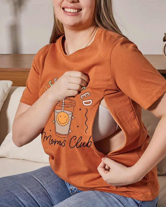 T-Shirt Tryckt Rund Hals Amning