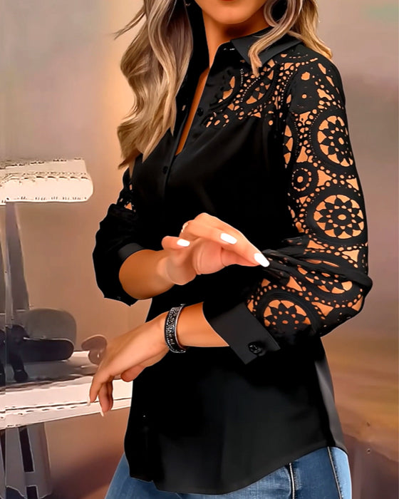 Blus Enfärgad Revir Spets Lappverk