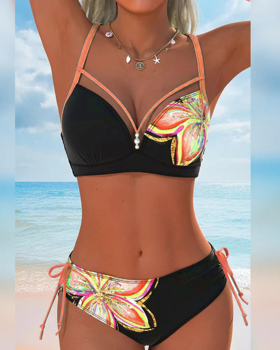 Bikini Bralette Snörning Tryckt