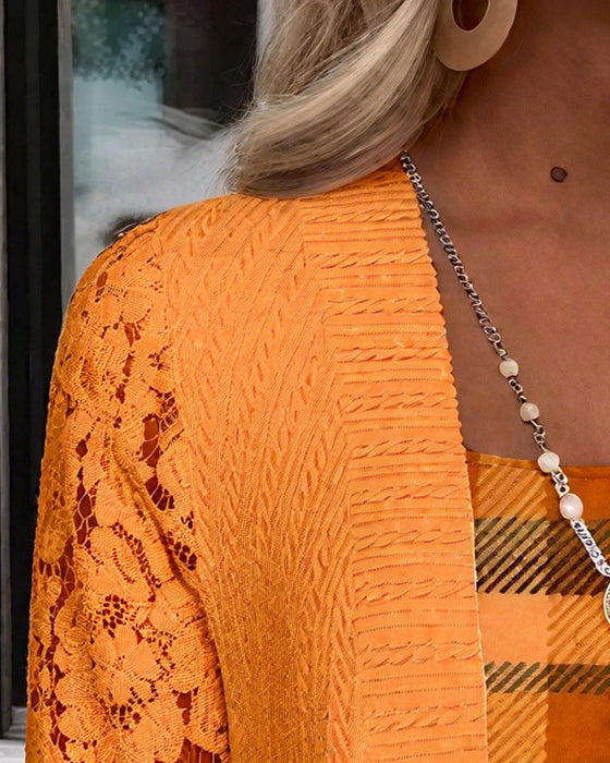 Topp Med Faux Tvådelad Rutig Design