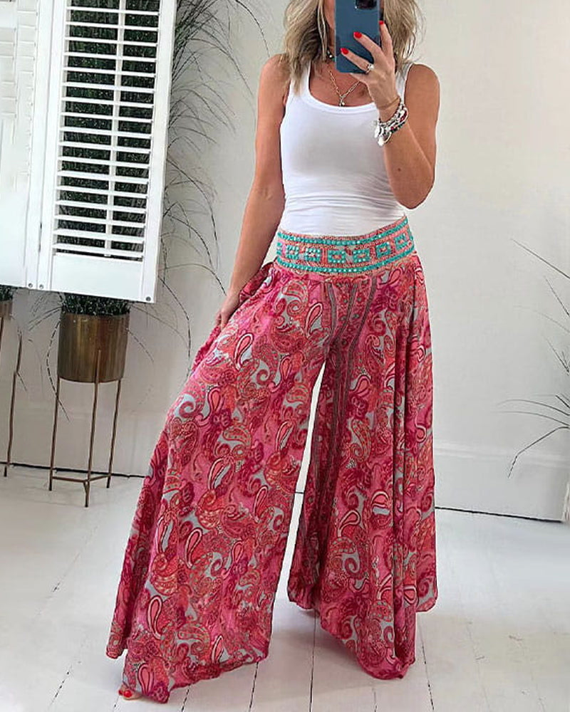 🌸 Mönstrad Avslappnad Halvlång Kjol