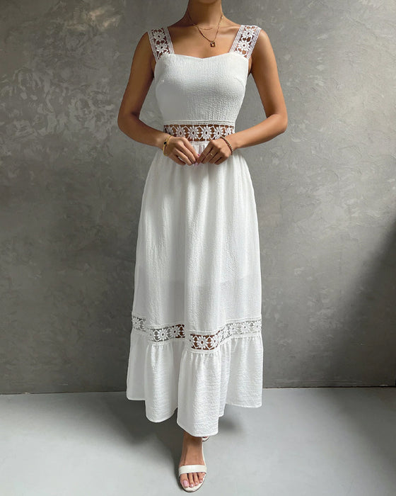 Klänning Spetskant Hålig Cami