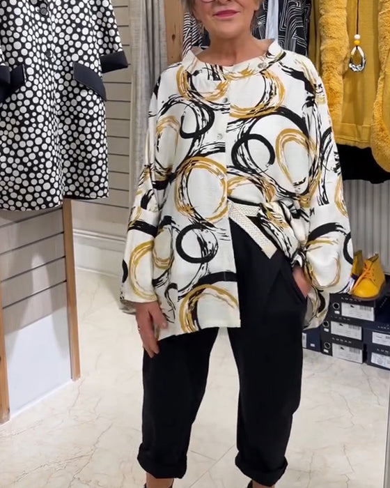 Skjorta Ståkrage Knapp Unik Tryck