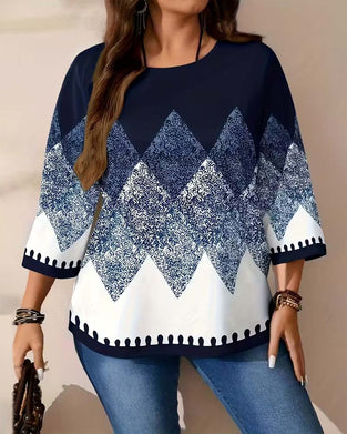 Top Löst Sitthande Rund Halsringning Sjuåttondels Ärm