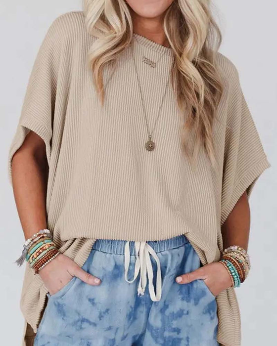 T-Shirt Lös Passform Rund Hals Casual