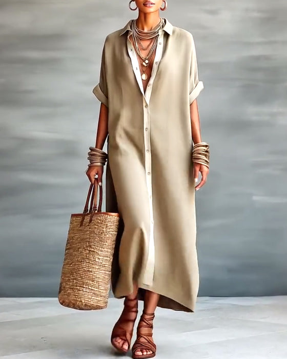 Skjortklänning Elegant Slagkrage Draperad