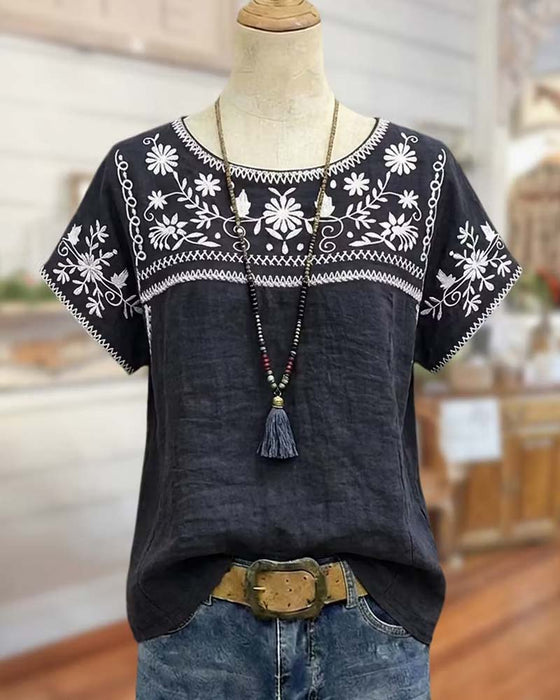 Blus Daisy Vine Rundhalsad Lös Casual