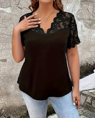 Blus Kortärmad Spetspanel