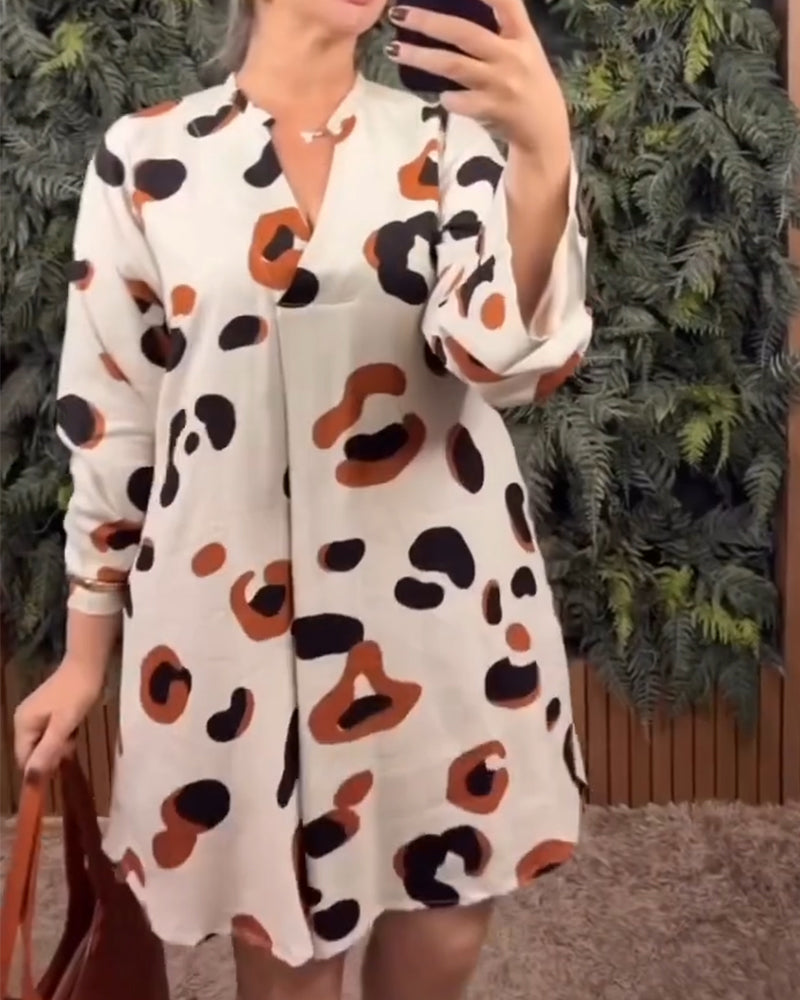 Klänning Tryckt Lång Ärm Lös