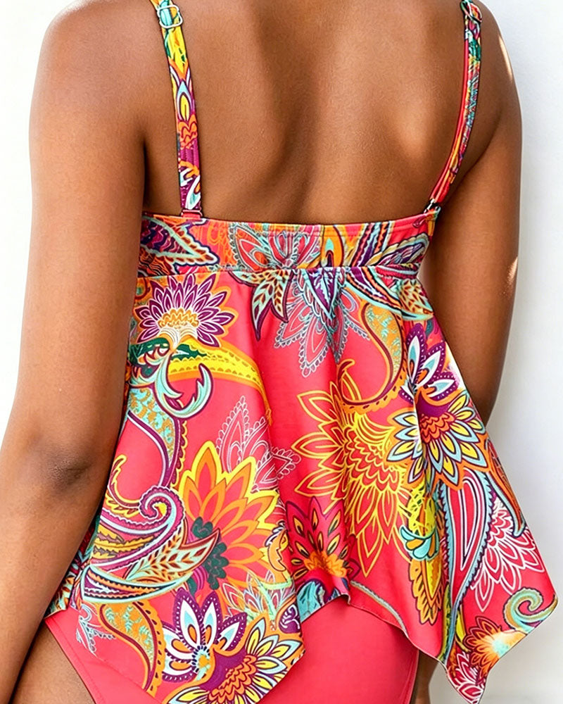 Tvådelad Baddräkt Retro Blommig