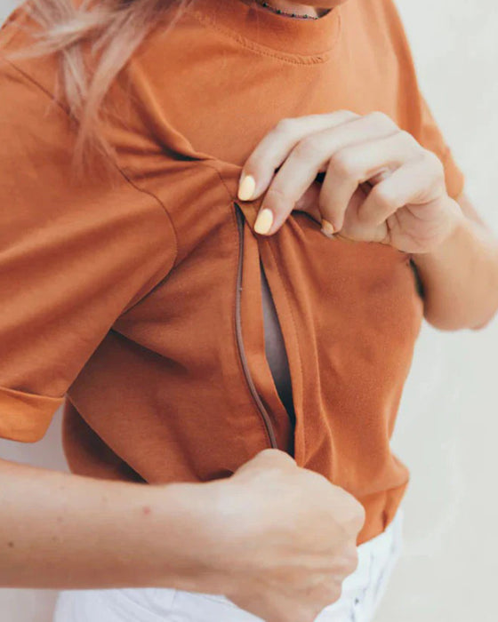 T-Shirt Tryckt Rund Hals Amning