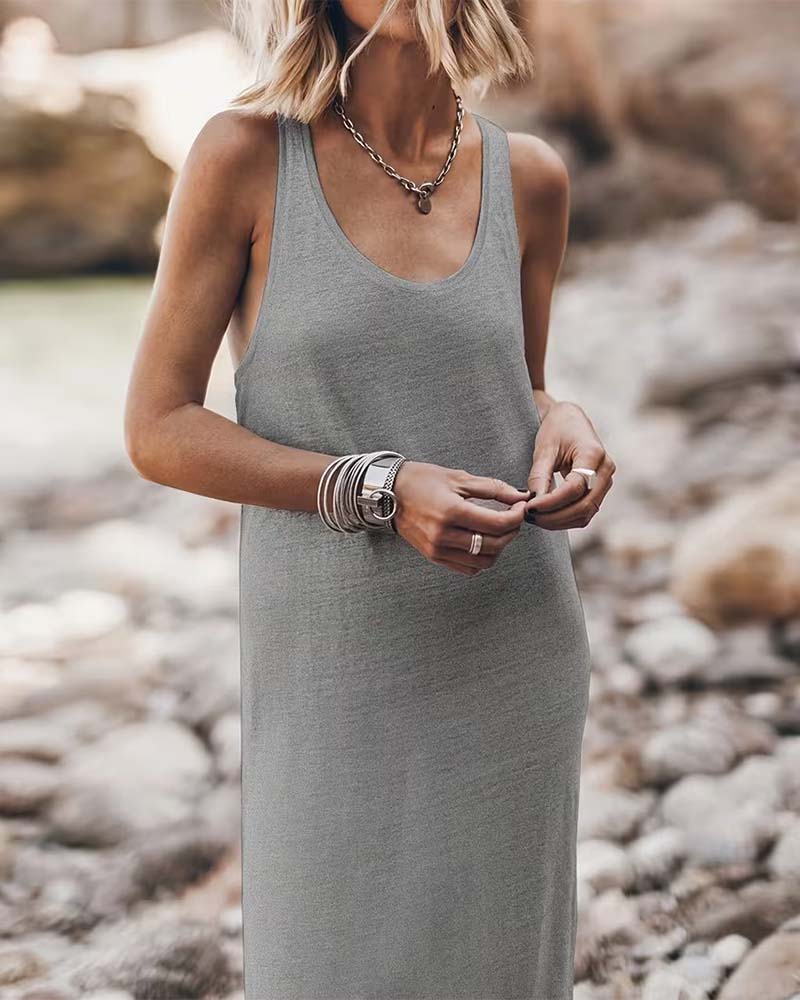 Klänning Slim Fit Och Bekväm Ärmlös