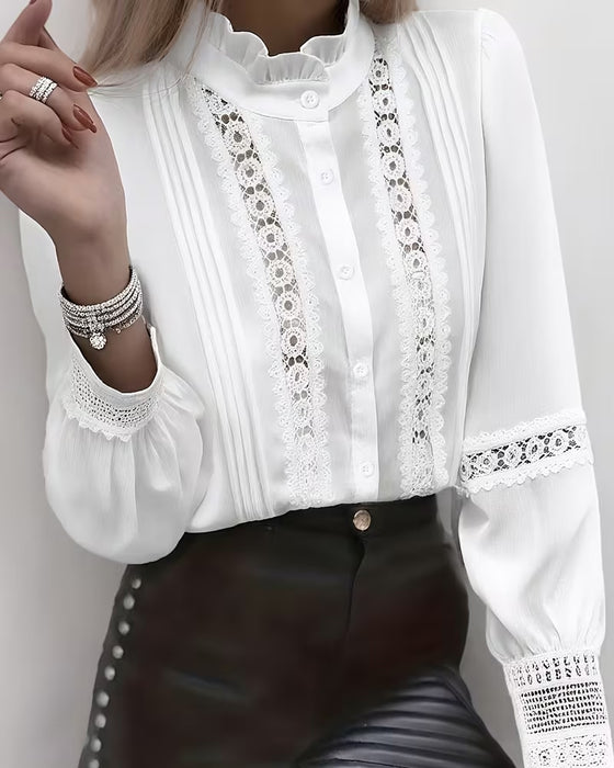 Blus Med Stilfull Volangkrage