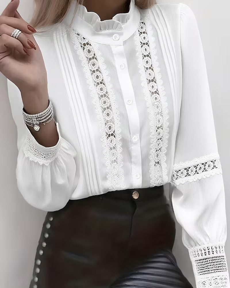 Blus Med Stilfull Volangkrage