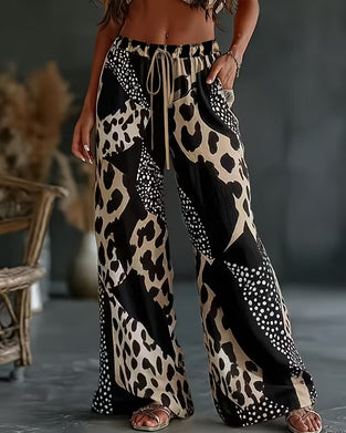 Byxor Leopard Tryck Polka Dot Bredben