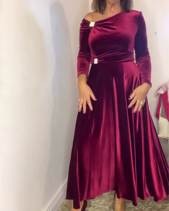 Klänning Stilfull Sammets Metallspännen