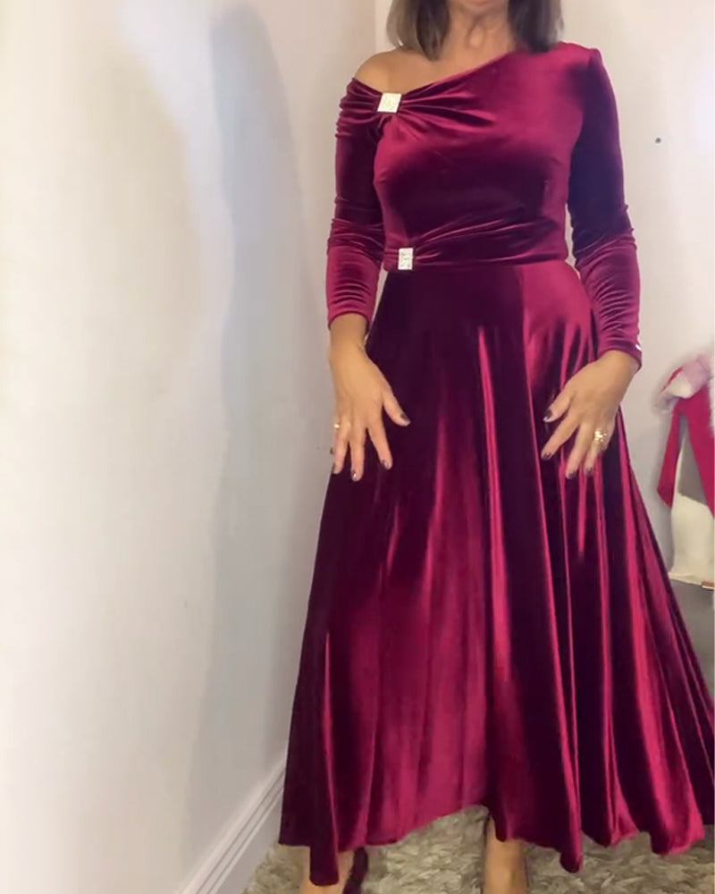 Klänning Stilfull Sammets Metallspännen