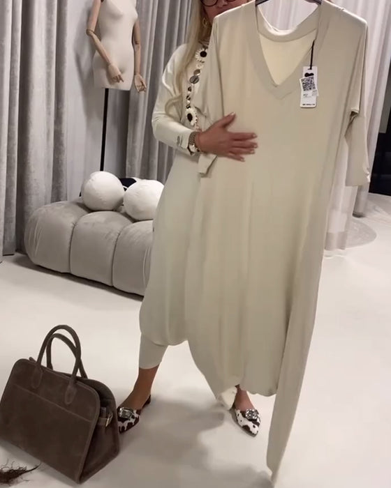 Jumpsuit Enfärgad Långärmad Avslappnad