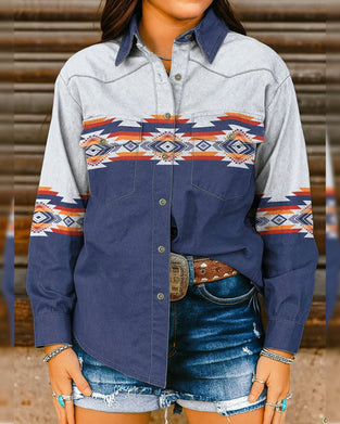 Skjorta med tryck och avslappnad långärmad