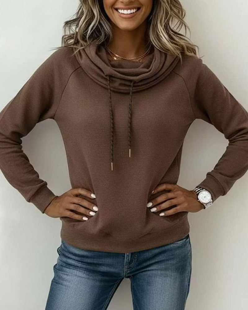 Sweatshirt Mock Hals Knytning Casual Pullover