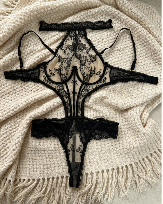 Lingerie Sheer Halter Body