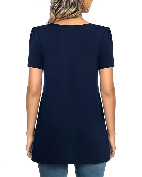 T-Shirt Veckad Casual Kort Ärm
