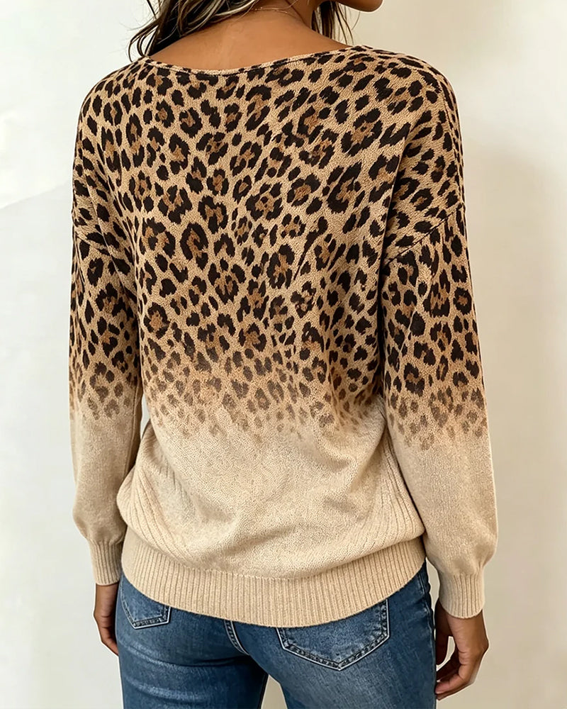 Topp Leopard Tryck Kors Gradient Låtsas Tvådelad