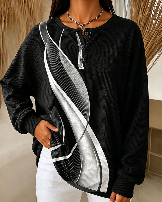 Sweatshirt Våffla Casual Knapp