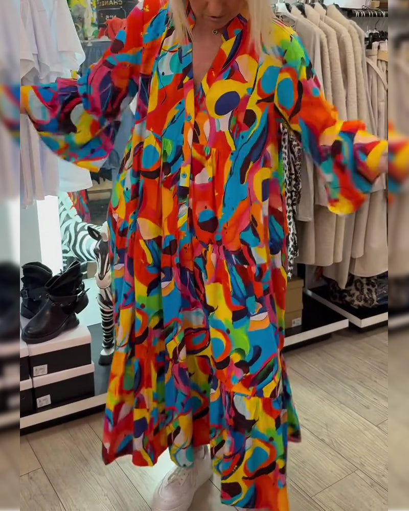 Klänning Abstrakt Graffiti Lång