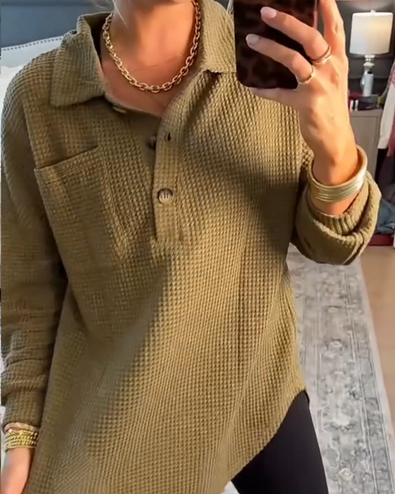 Luvtröja Polokrage Enfärgad