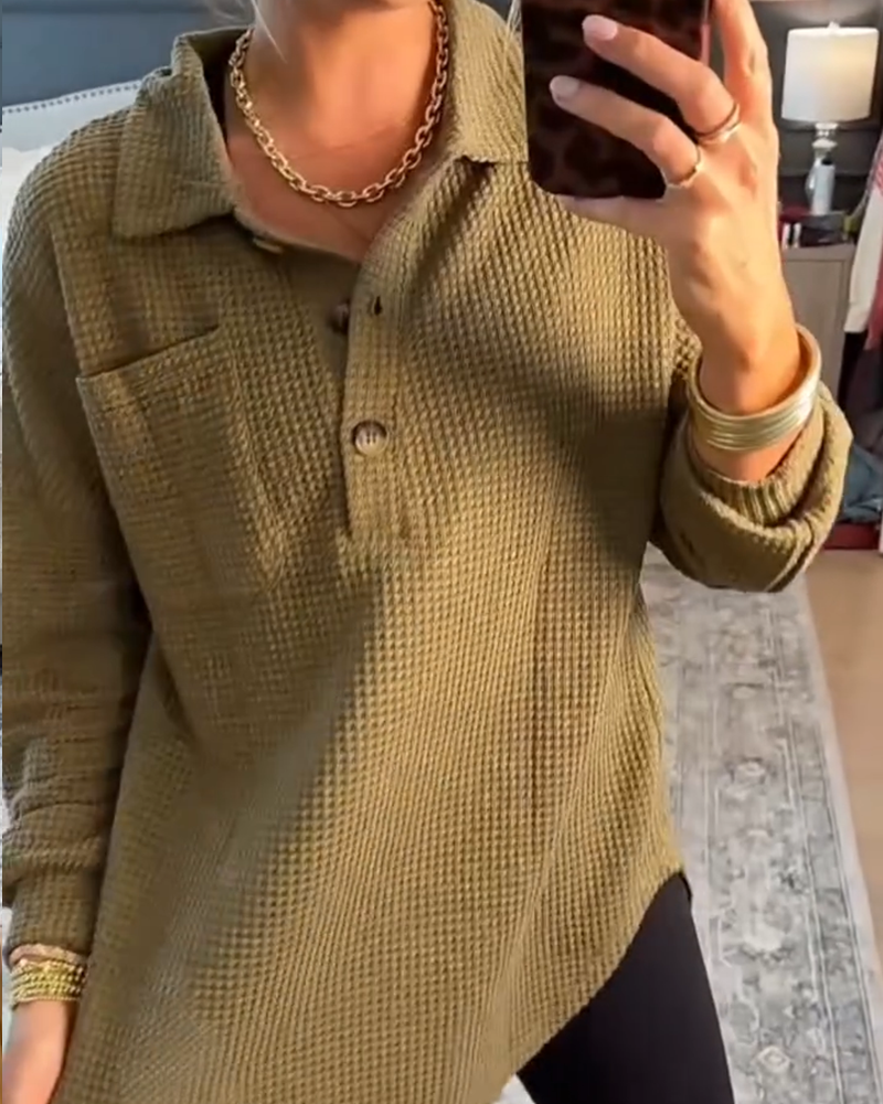 Luvtröja Polokrage Enfärgad