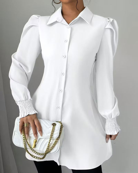 Blus Skjortkrage Solid Trendig