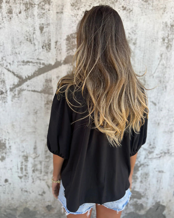 Blus Casual Mode Kort Ärma Enfärgad