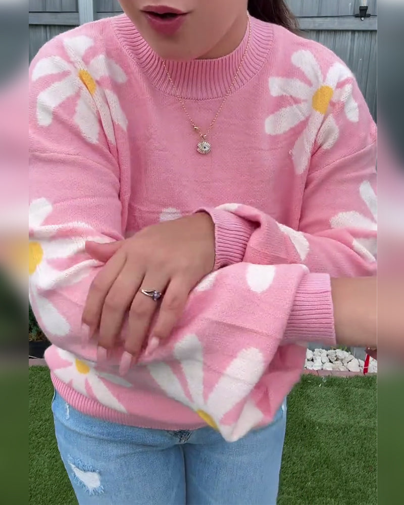 Jacquard-tröja med rund halsringning