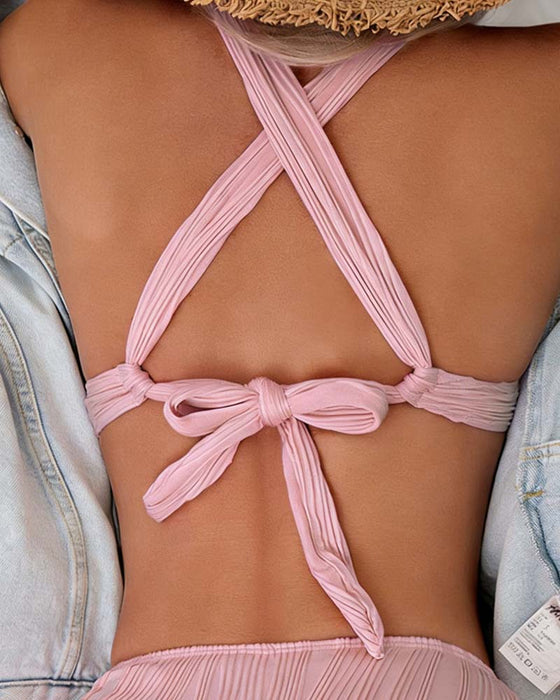 Bikini Texturerad Halterhals