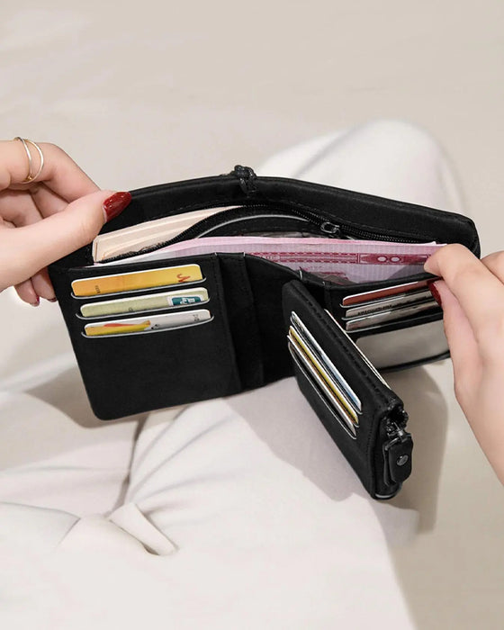 Dam Elegant Minimalistisk Kort Plånbok Med Handledsrem, Casual Mångsidig Dragkedja Korthållare Plånbok, Trendig Plånbok För Dagligt Bruk