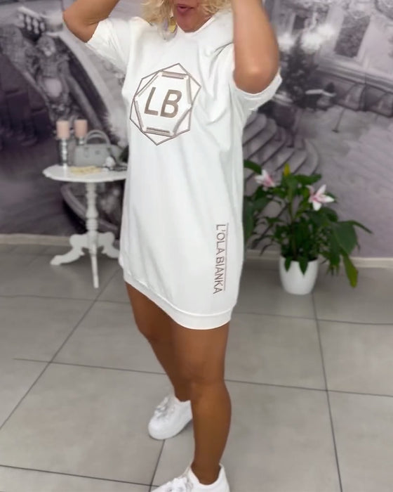 Klänning Med Huva Tryckt Text Sport