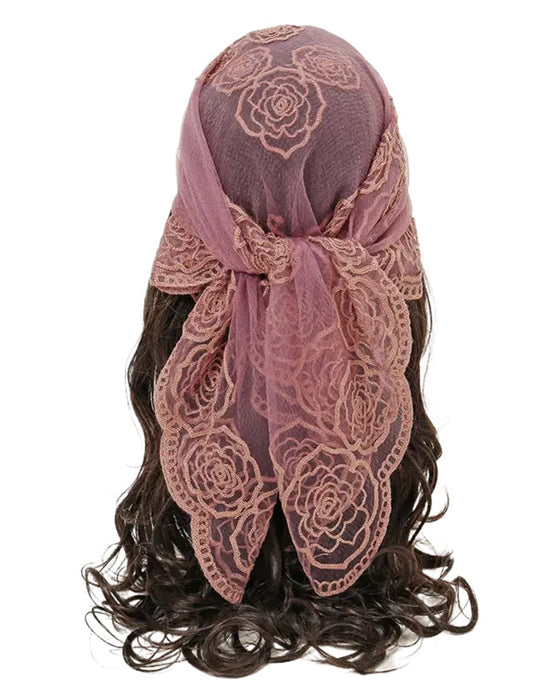 Blommig Nätmaskor Scallop Design Bandana