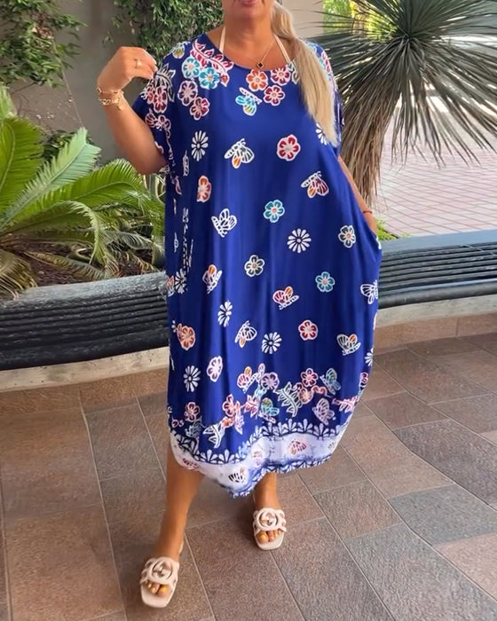 Klänning Oversize Tryckt Lös