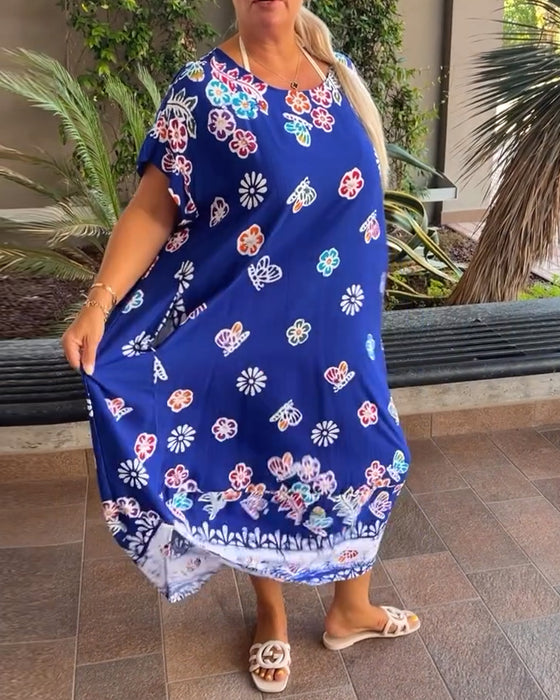 Klänning Oversize Tryckt Lös