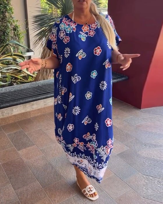 Klänning Oversize Tryckt Lös