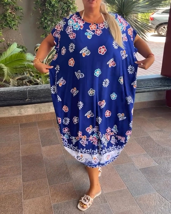 Klänning Oversize Tryckt Lös